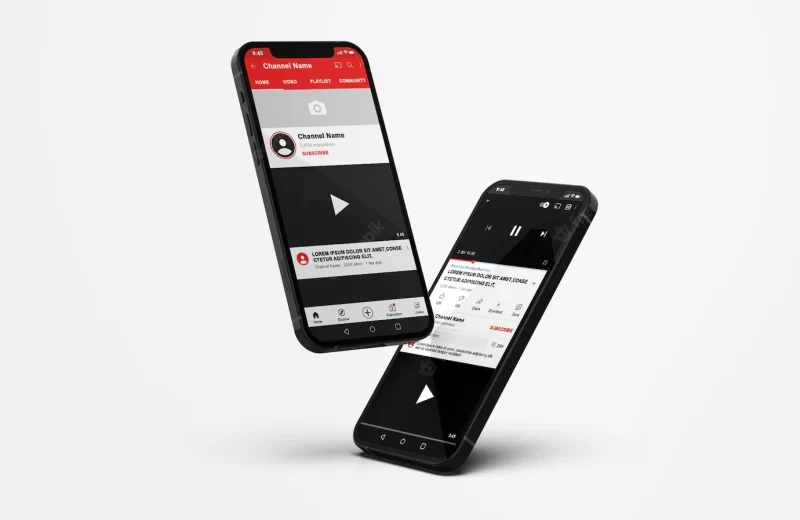 Youtube on mobile phone mockup Free Psd