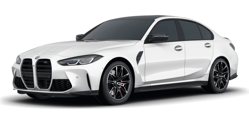 2022 BMW M3 White Full Color Driver Side Front Quarter PNG free download
