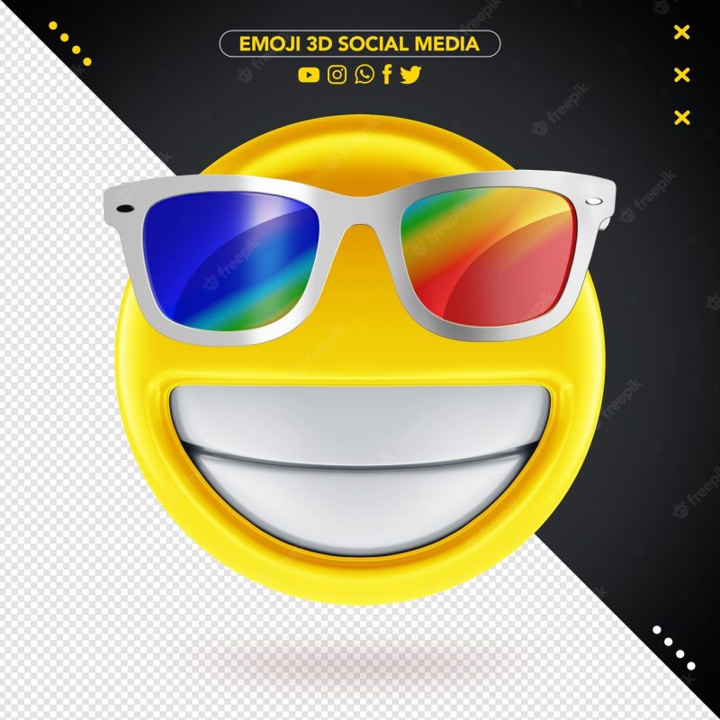 3d emoji of clear glasses and colored lens Free Psd