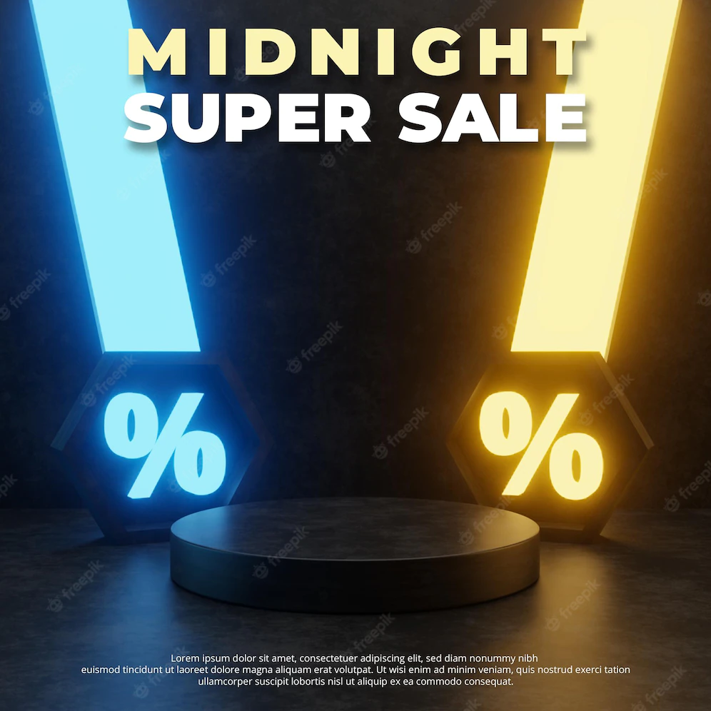 3d Midnight Neon Light Sales Podium 419924 158