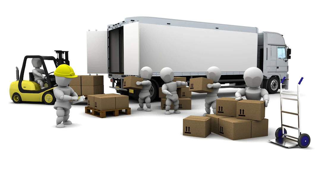 3d Render Men Loading Trucks 1048 5612