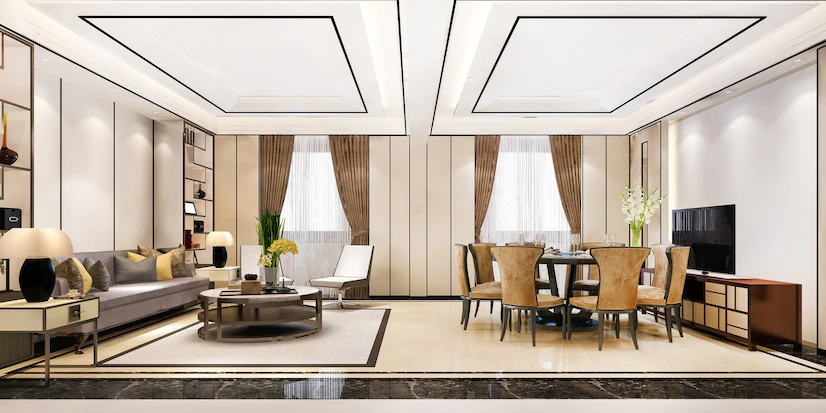 3d Rendering Modern Dining Room Living Room With Luxury Decor 105762 2000