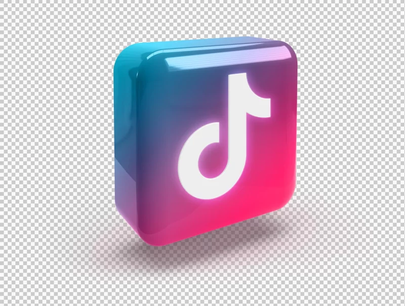 3d rounded square with glossy tiktok logo Free Psd