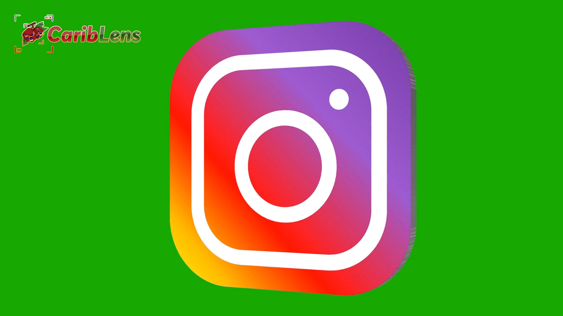 Animated 3d Rotating Instagram Logo Or Icon On Green Screen