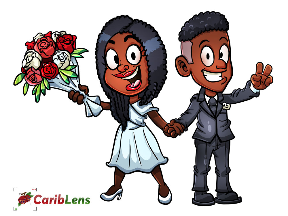 Cartoon African American Black Couple Getting Married Free Illustration