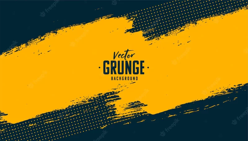 Abstract yellow grunge on black background Free Vector