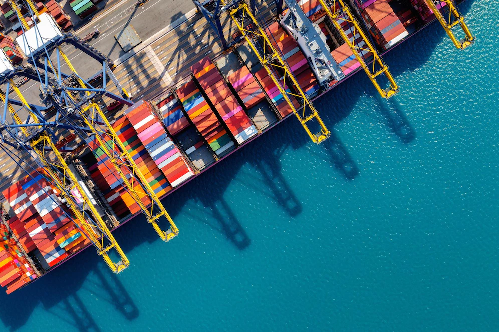 Aerial View Cargo Ship Cargo Container Harbor 335224 1370