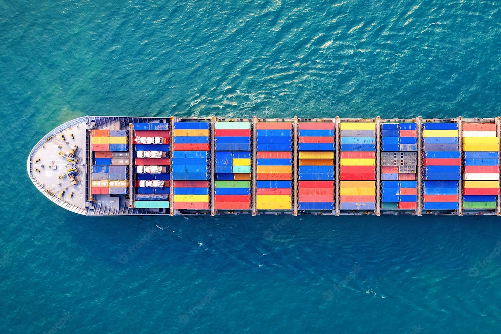 Aerial View Container Cargo Ship Sea 335224 718