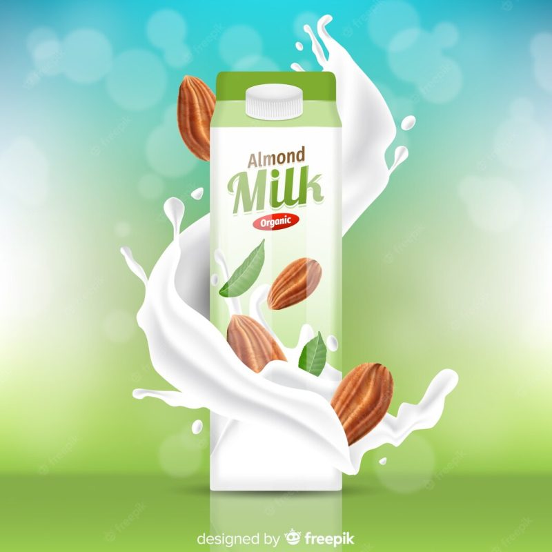 Almond milk on abstract background Free Vector