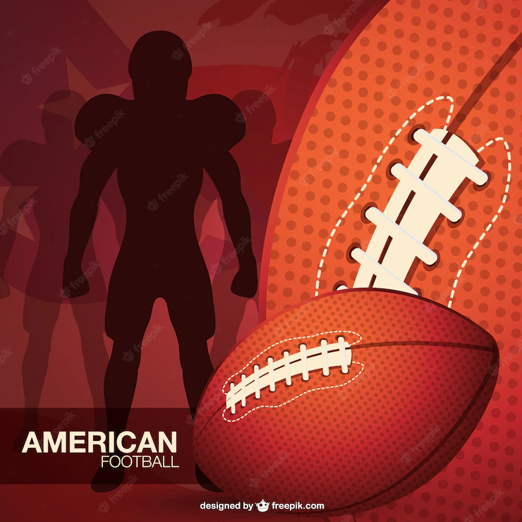 American football player silhouette and balls Free Vector