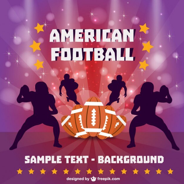 American football players silhouettes and balls Free Vector