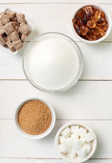 Assortment of different types of sugar Free Photo