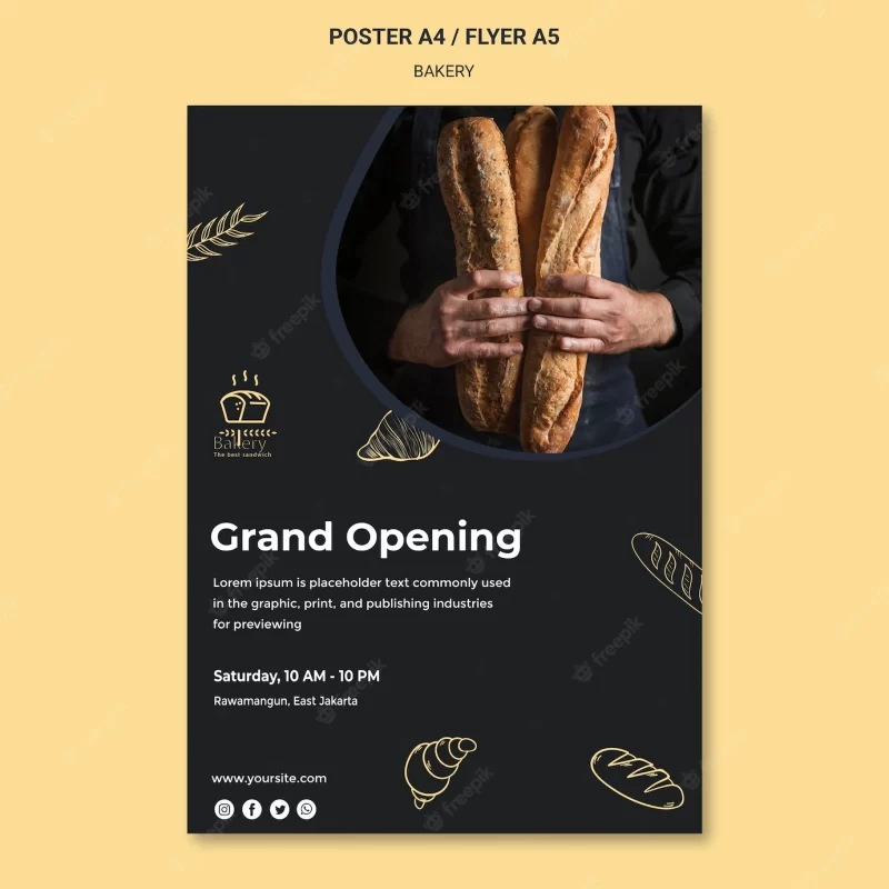 Bakery ad poster template Free Psd