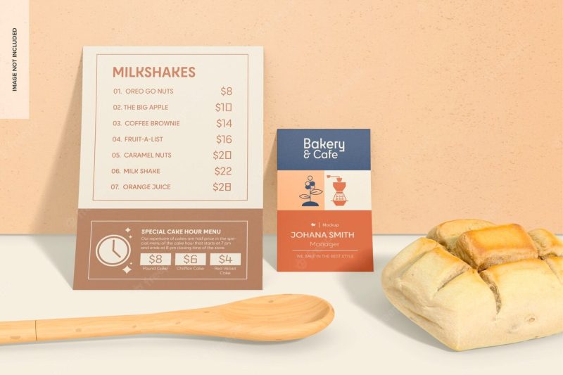 Bakery presentation cards mockup, front view Free Psd