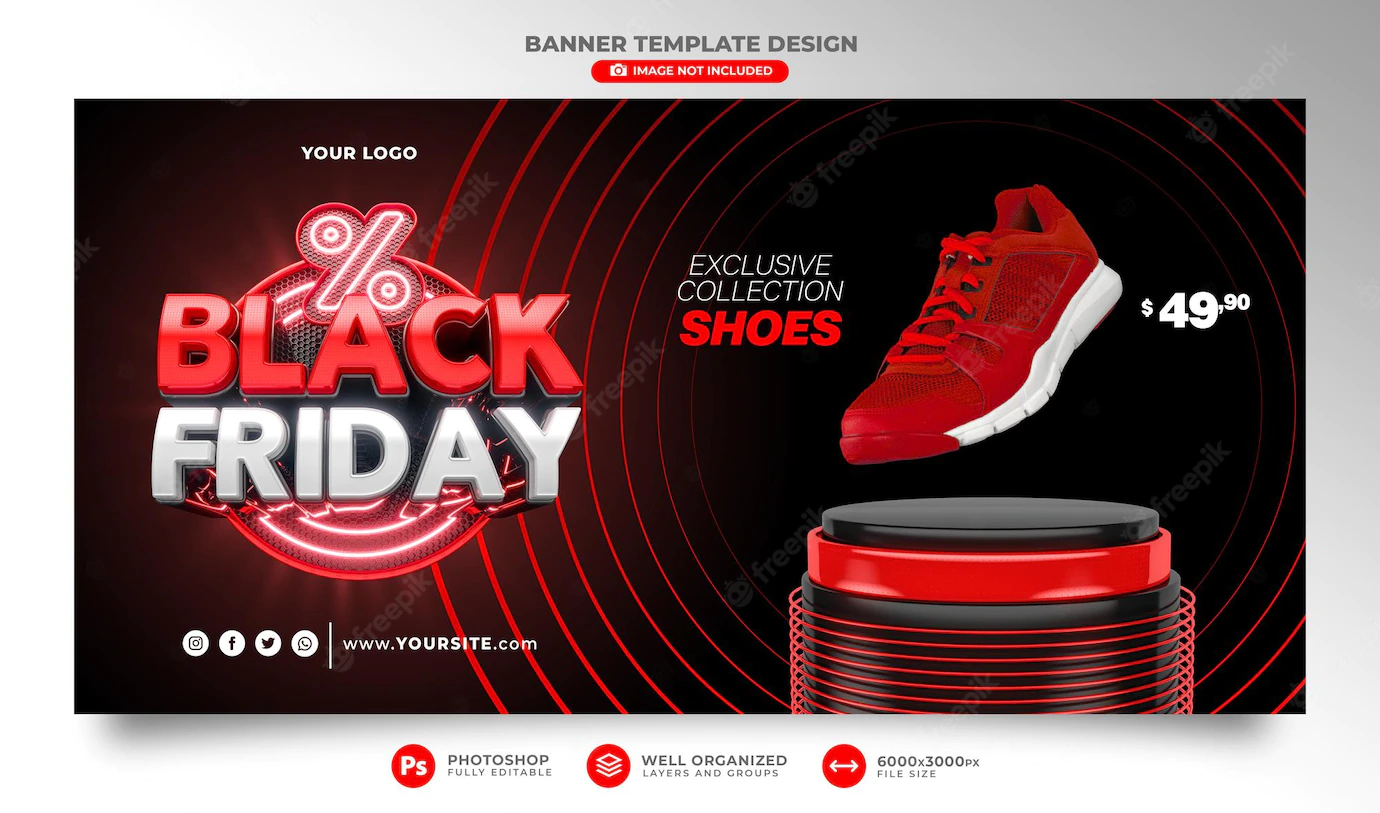 Banner Black Friday 3d Realistic Render Promotion Campaigns Offers Special Sale 363450 1580