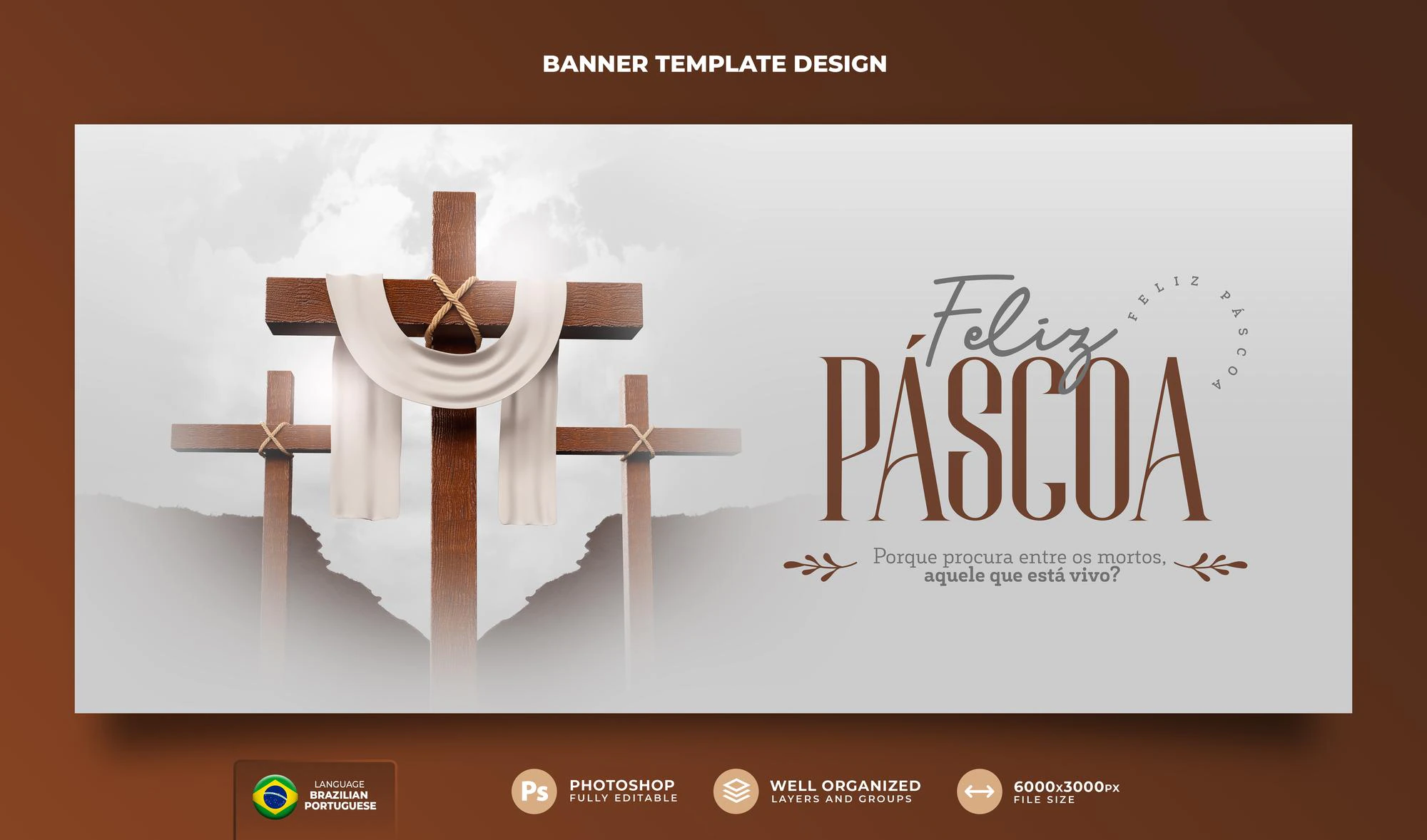 Banner Happy Easter Christianity Portuguese 3d Render 363450 2465