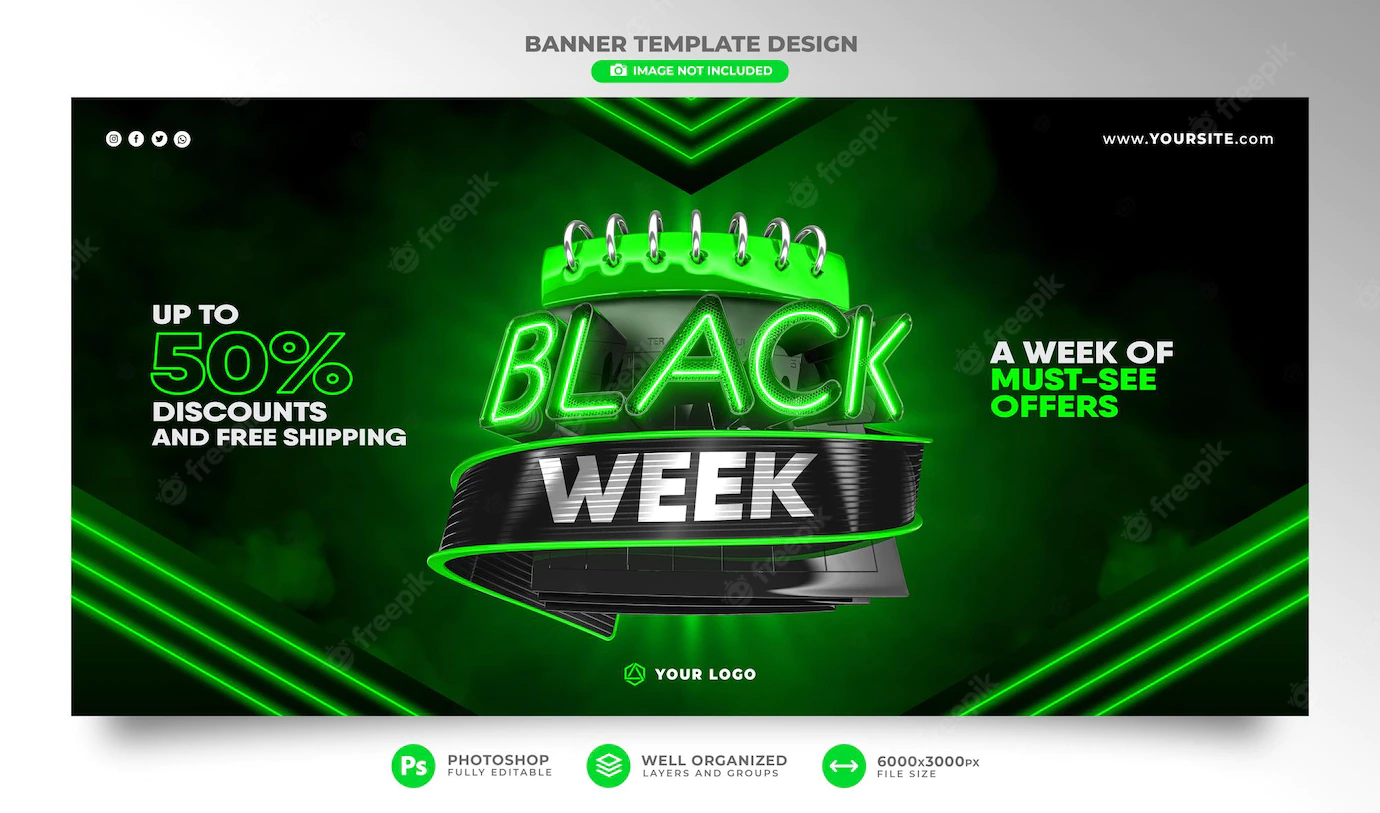 Banner Template Black Friday 3d Realistic Render Marketing Campaign Black Week 363450 1622