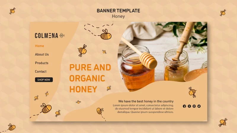 Banner template honey shop Free Psd