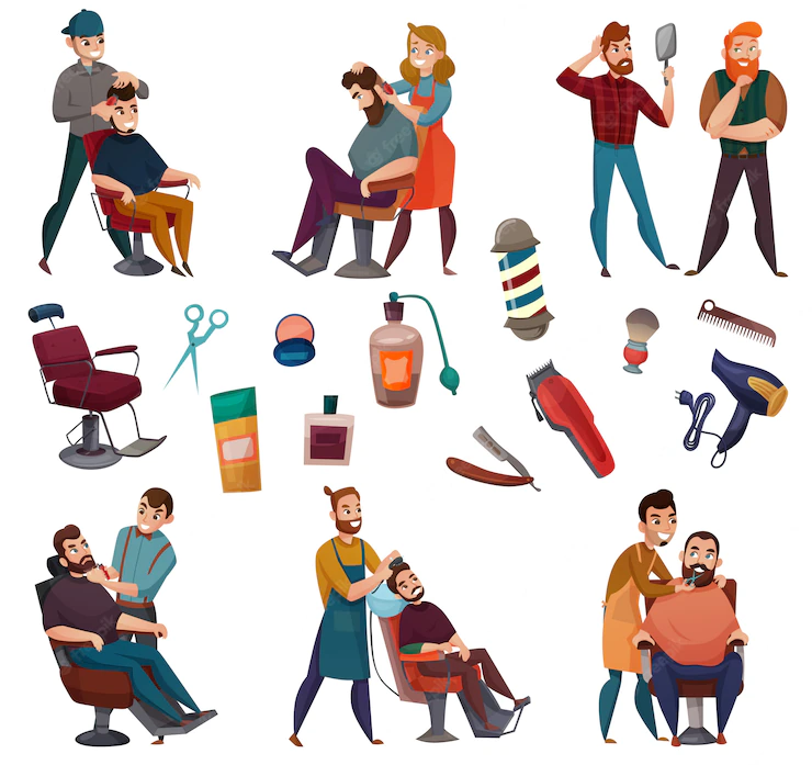 Barber Services Cartoon Set 1284 26481