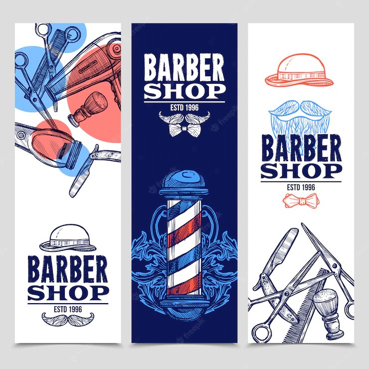 Barber Shop Vertical Banners Set 1284 11893
