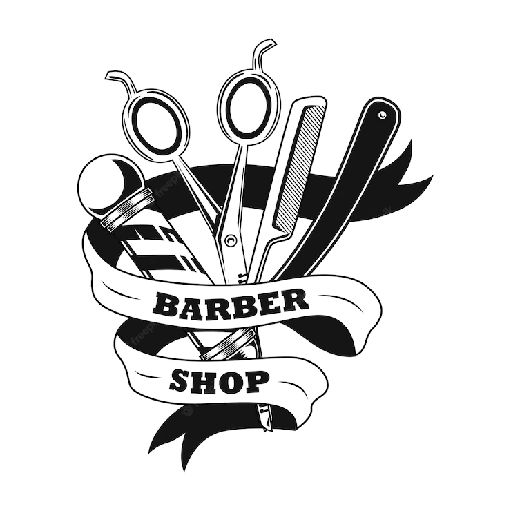 Barber Tools Vector Illustration Scissors Shaving Razor Pole And