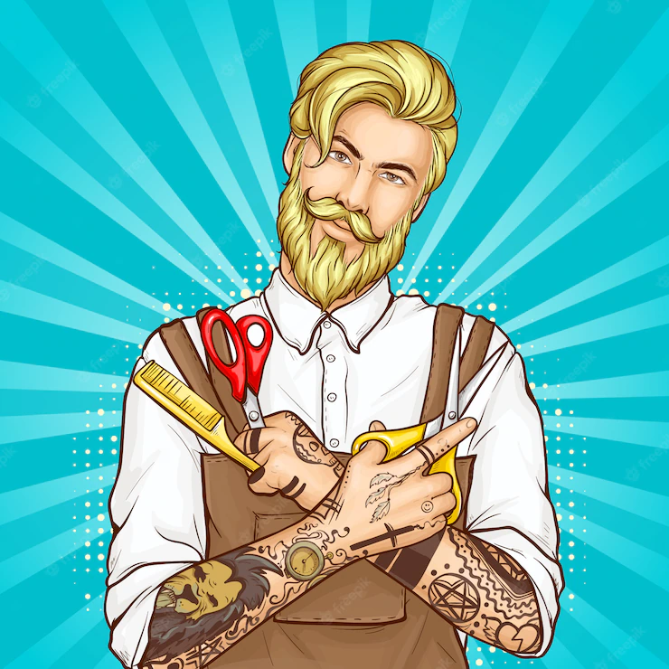 Barbershop Haircutter Pop Art Vector Portrait 1441 3406