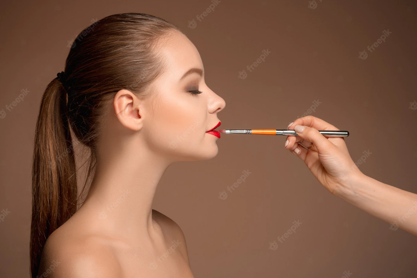 Beautiful Female Lips With Make Up Brush 155003 4284