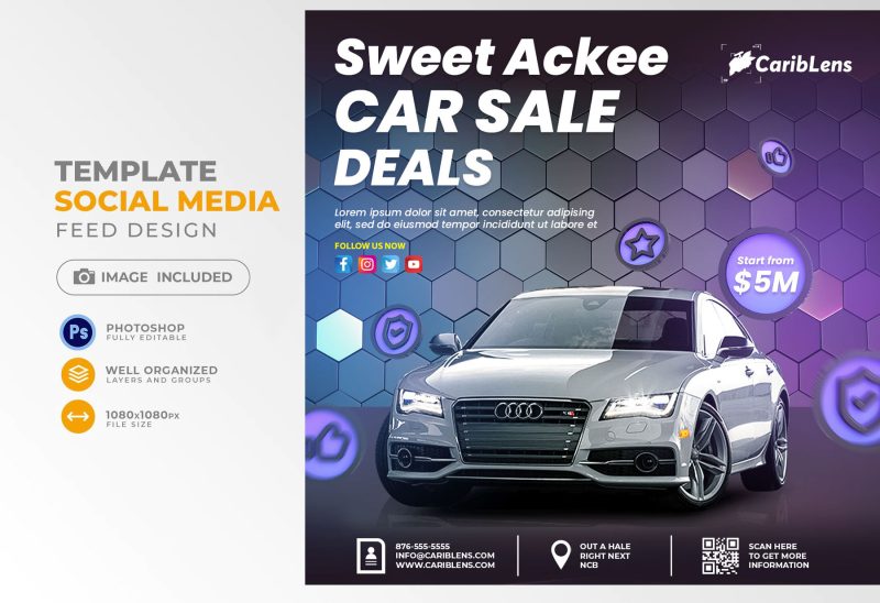 Sweet Ackee Car SALE Special Offer Post Social Media PSD Flyer download