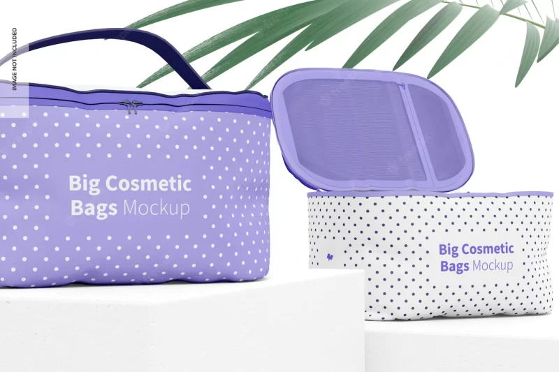 Big cosmetic bags mockup Free Psd