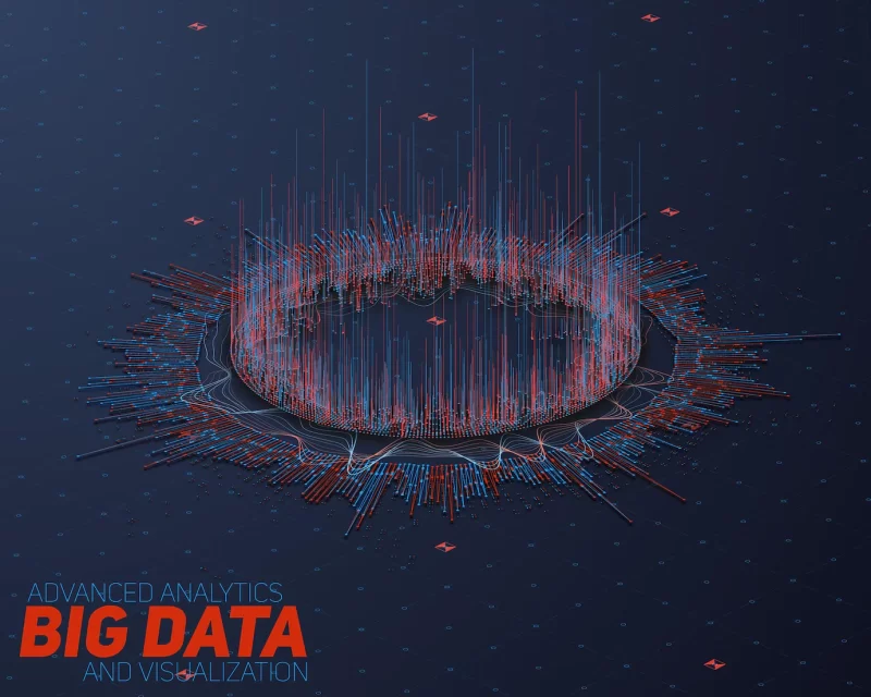 Big data circular perspective visualization futuristic infographic hud information aesthetic design visual data complexity complex data threads graphic social network abstract graph Free Vector