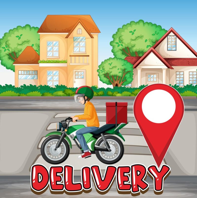 Bike man or courier riding in the city with delivery logo Free Vector