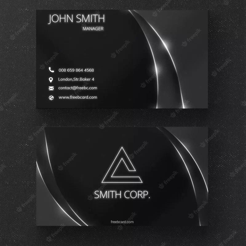 Black business card with glossy lines Free Psd