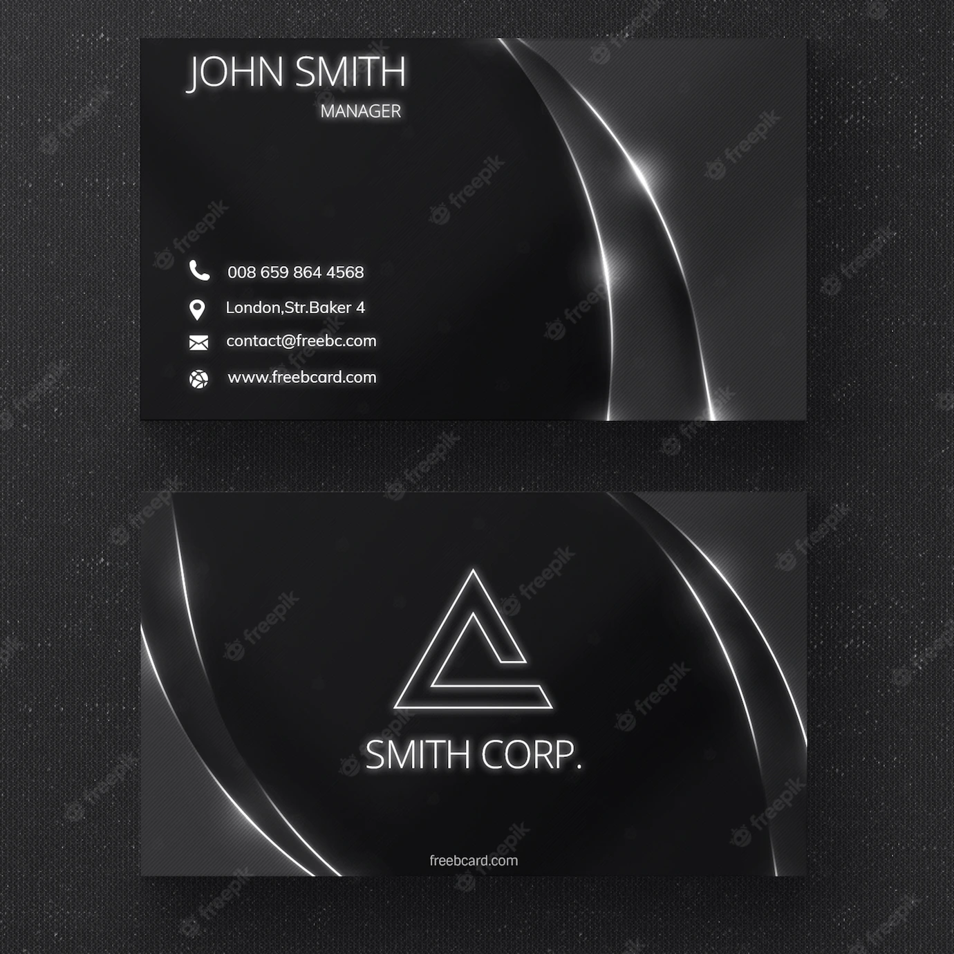 Black Business Card With Glossy Lines 1051 1368