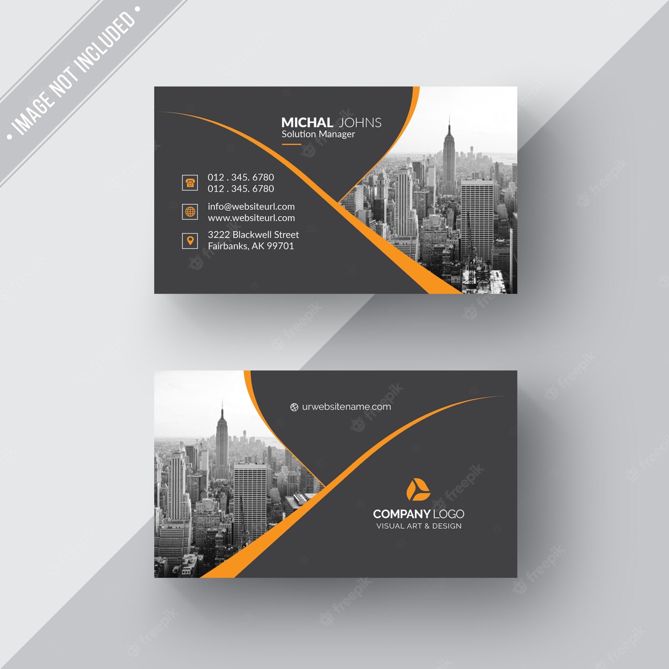 Black Business Card With Orange Details 1435 7