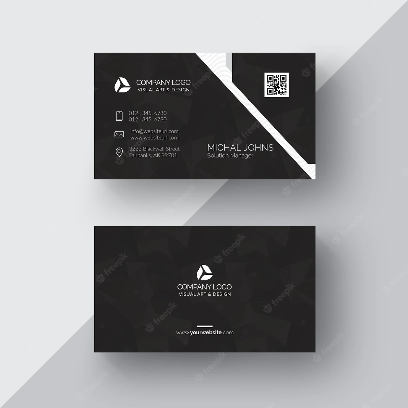 Black Business Card With Silver Details 1435 30