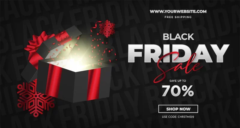 Black friday background with gift Free Vector