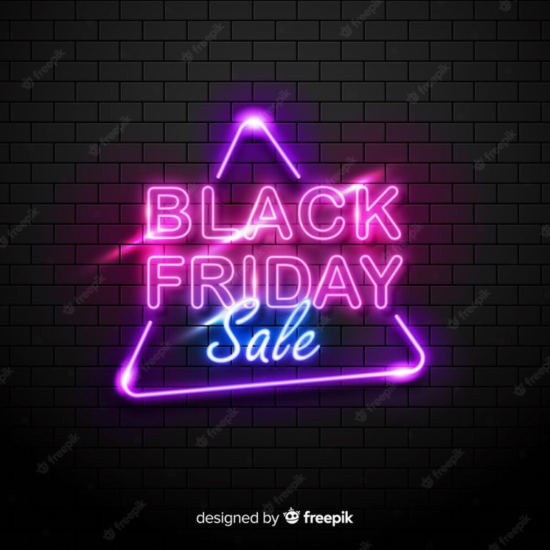 Black friday concept with neon sign Free Vector