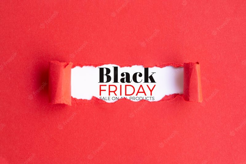 Black Friday concept with red background Free Psd