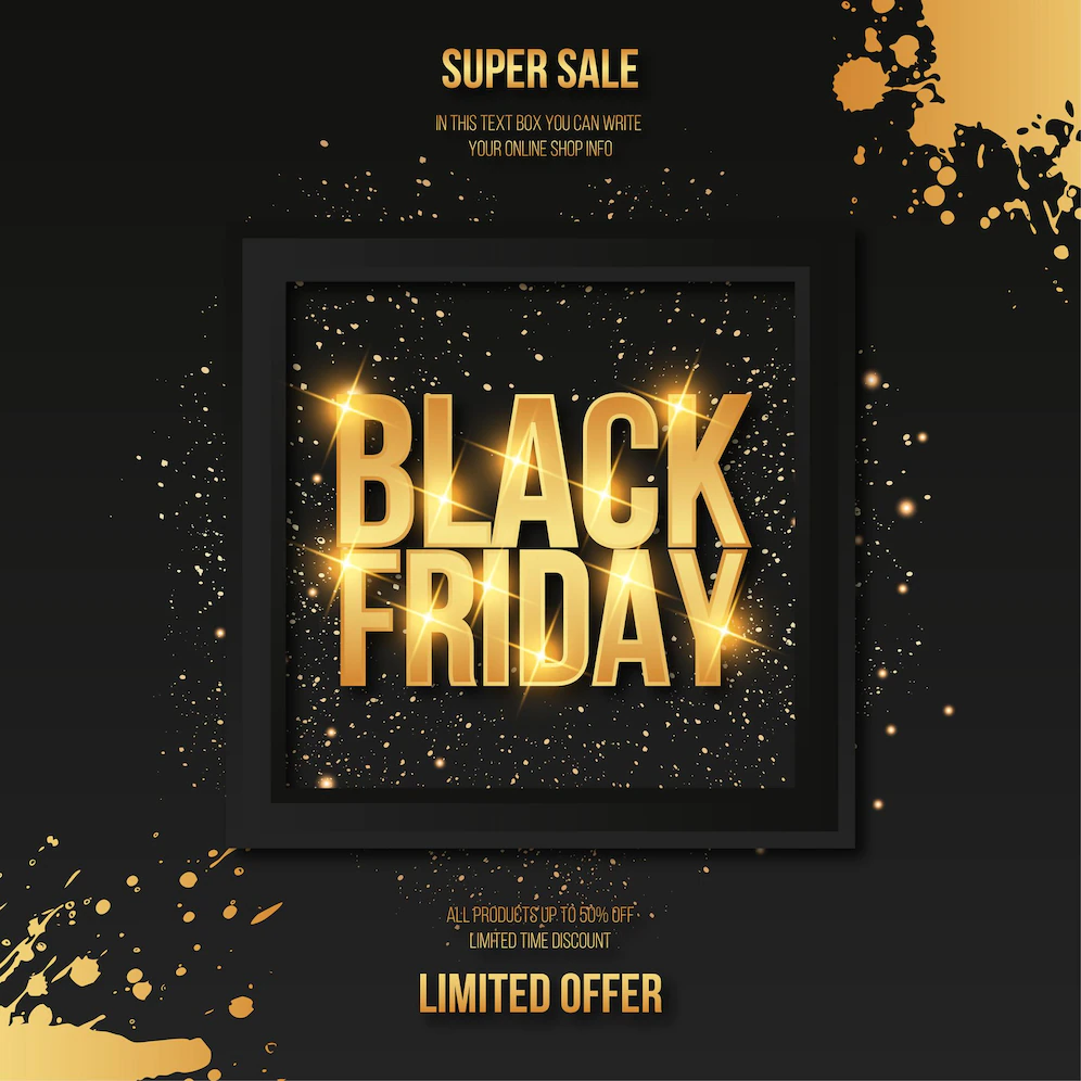 Black Friday Frame With Golden Splash Background 1361 3520