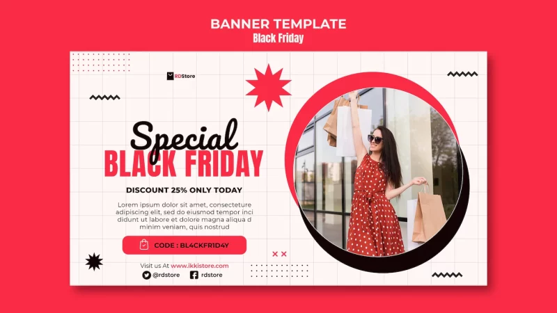 Black Friday horizontal banner template Free Psd