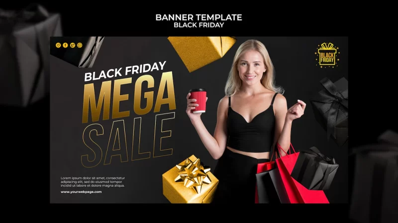 Black Friday horizontal banner template Free Psd