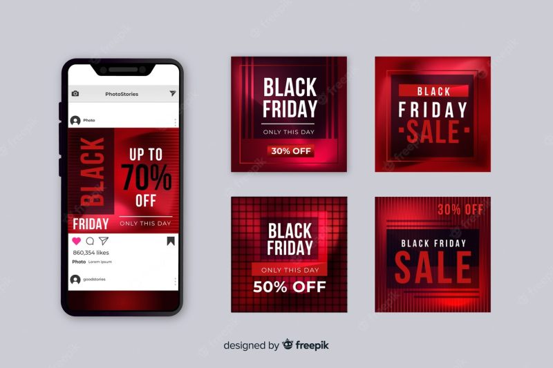 Black Friday instagram post collection Free Vector