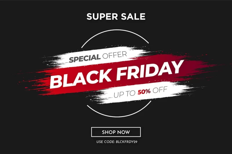 Black friday modern background sale with abstract brush stroke Free Vector