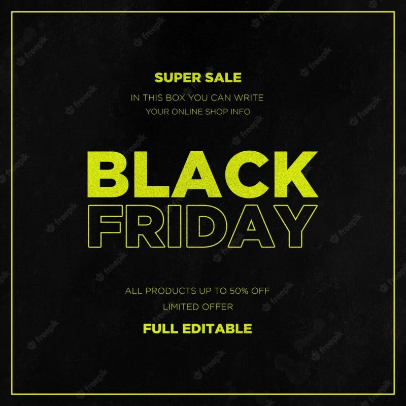 Black friday modern sale with texture background and frame text Free Psd