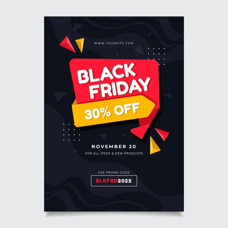 Black friday poster template with offer Free Vector