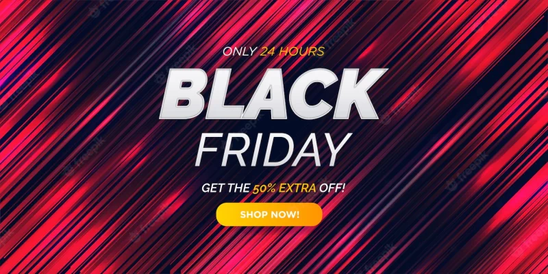 Black friday promotion banner with red lines Free Vector