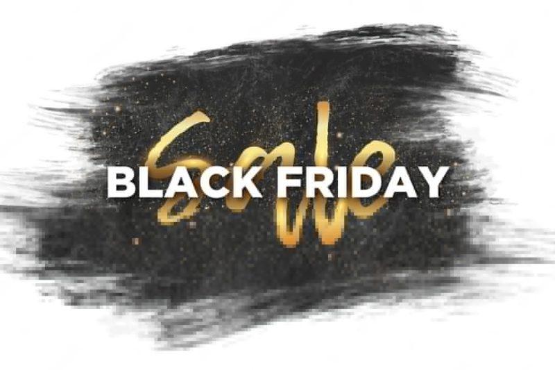 Black friday sale background with brush stroke background Free Vector