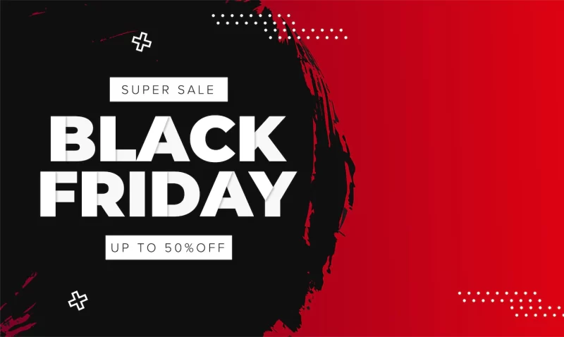 Black friday sale banner background with abstract brush stroke template Free Vector