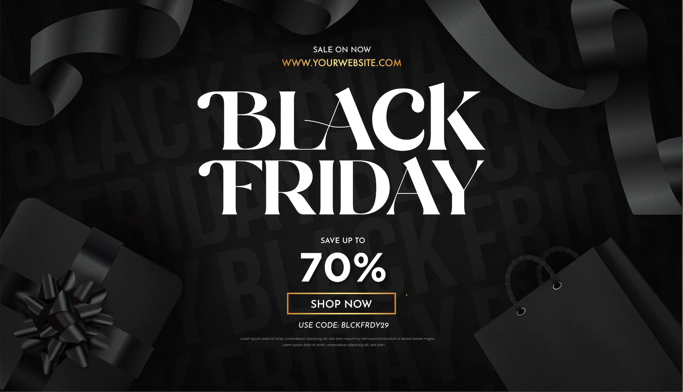 Black Friday Sale Banner Background With Realistic 3d Objects 1361 3581