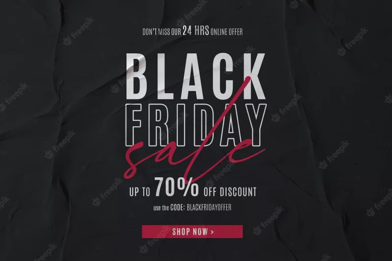 Black friday sale banner in glued paper background Free Psd